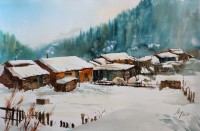Shaima umer, Huts Swat, 14 x 21 Inch, Water Color on Paper, Cityscape Painting, AC-SHA-025